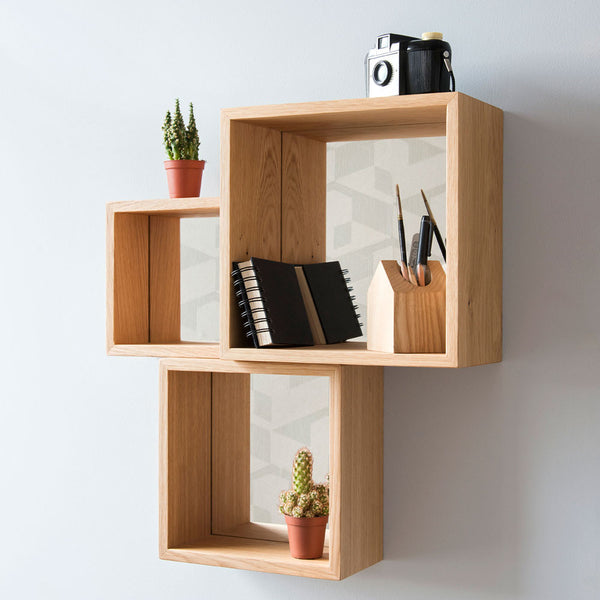 Solid wood Vinyl cube shelves - Nick James Design